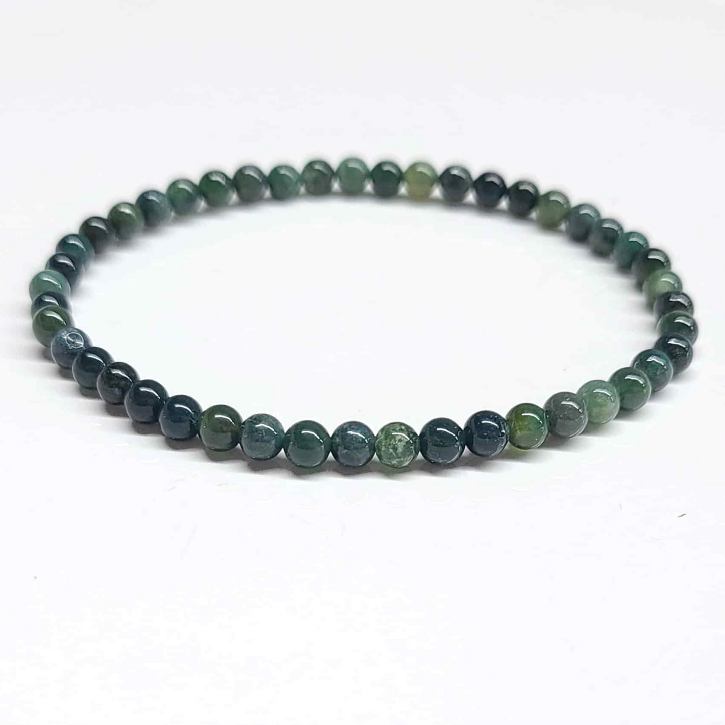Moss Agate Round Bead Bracelet - Nature Renewal