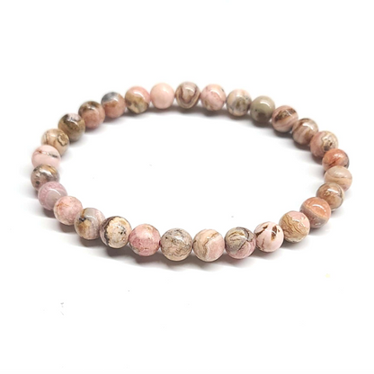 Rhodochrosite Round Bead Bracelet - Heart Awakening