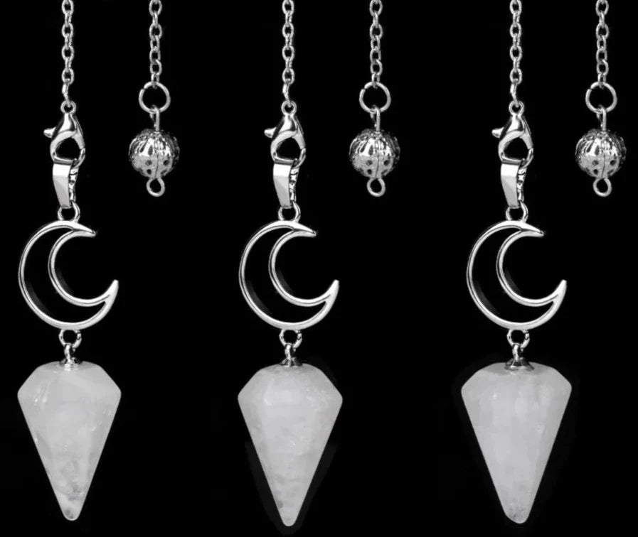 Healing Crystal Crescent Moon Pendulums for Divination