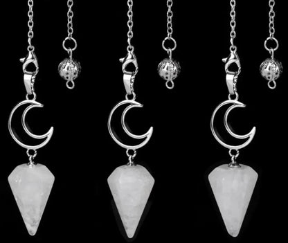 Healing Crystal Crescent Moon Pendulums for Divination