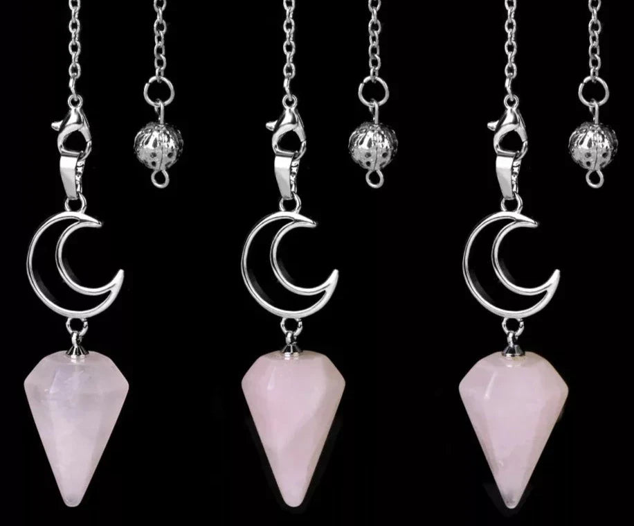 Healing Crystal Crescent Moon Pendulums for Divination