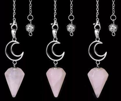 Healing Crystal Crescent Moon Pendulums for Divination