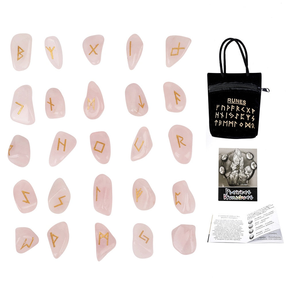 Natural Crystal Runes Set for Divination and Healing