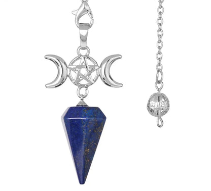 Triple Moon Pentacle Natural Healing Crystal Pendulums