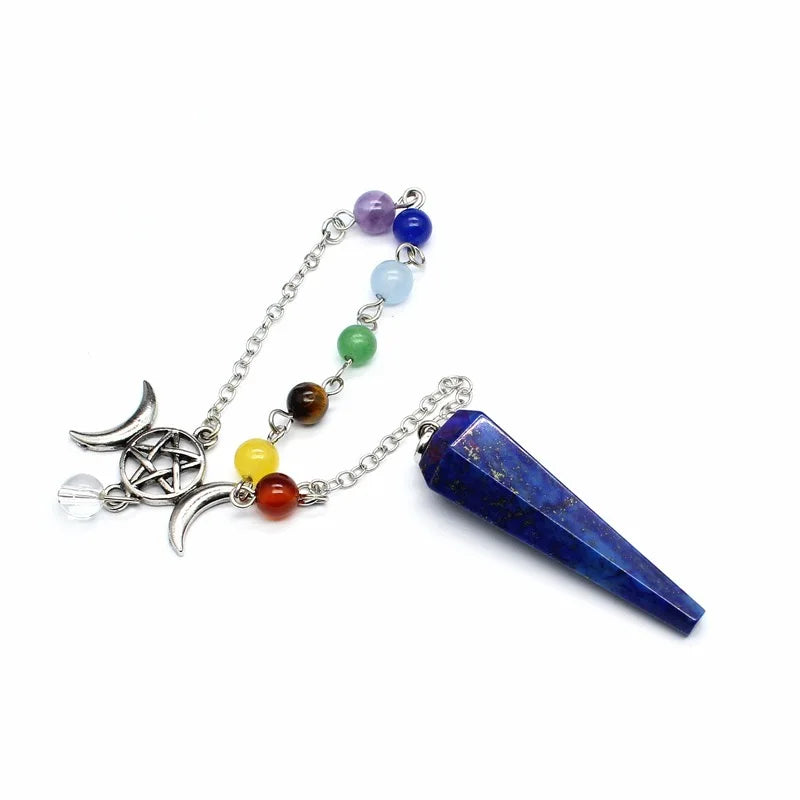 Crystal Triple Moon Pentacle Chakra Healing Pendulums