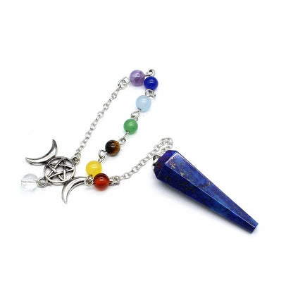 Crystal Triple Moon Pentacle Chakra Healing Pendulums