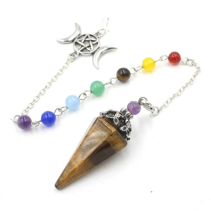 Crystal Triple Moon Pentacle Chakra Healing Pendulums