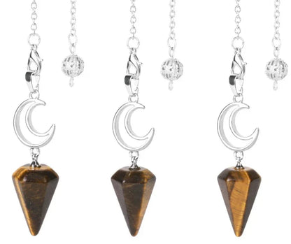 Healing Crystal Crescent Moon Pendulums for Divination