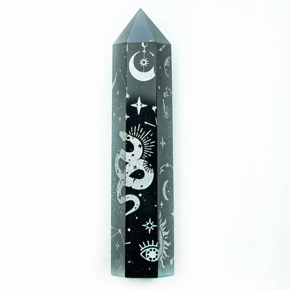 Obsidian Amethyst Crystal Tower Snake Sun Moon Star