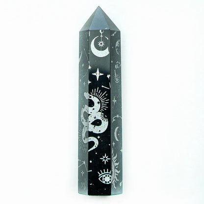 Obsidian Amethyst Crystal Tower Snake Sun Moon Star