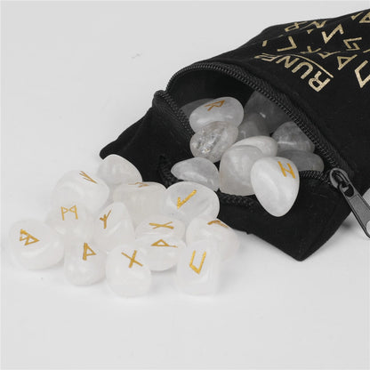 Natural Crystal Runes Set for Divination and Healing