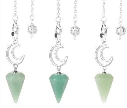 Healing Crystal Crescent Moon Pendulums for Divination