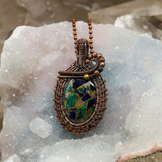 Sea Sediment Jasper Wire Wrap Crystal Pendant #2