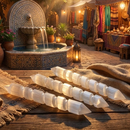 Selenite Crystal Spiral Wand Double Terminated Point Carving Wholesale