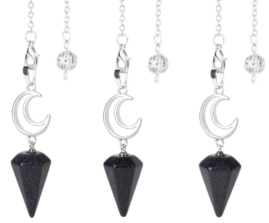 Healing Crystal Crescent Moon Pendulums for Divination