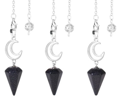 Healing Crystal Crescent Moon Pendulums for Divination