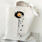 Large Capacity Witchy Floral Moon Canvas Tote Bags