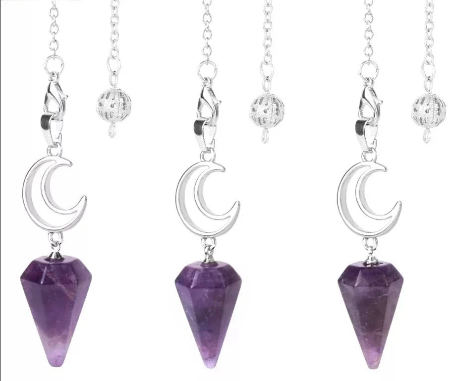 Healing Crystal Crescent Moon Pendulums for Divination