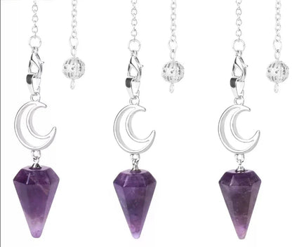 Healing Crystal Crescent Moon Pendulums for Divination