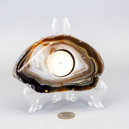 Thick Agate Slice Tea Light Candle Holders