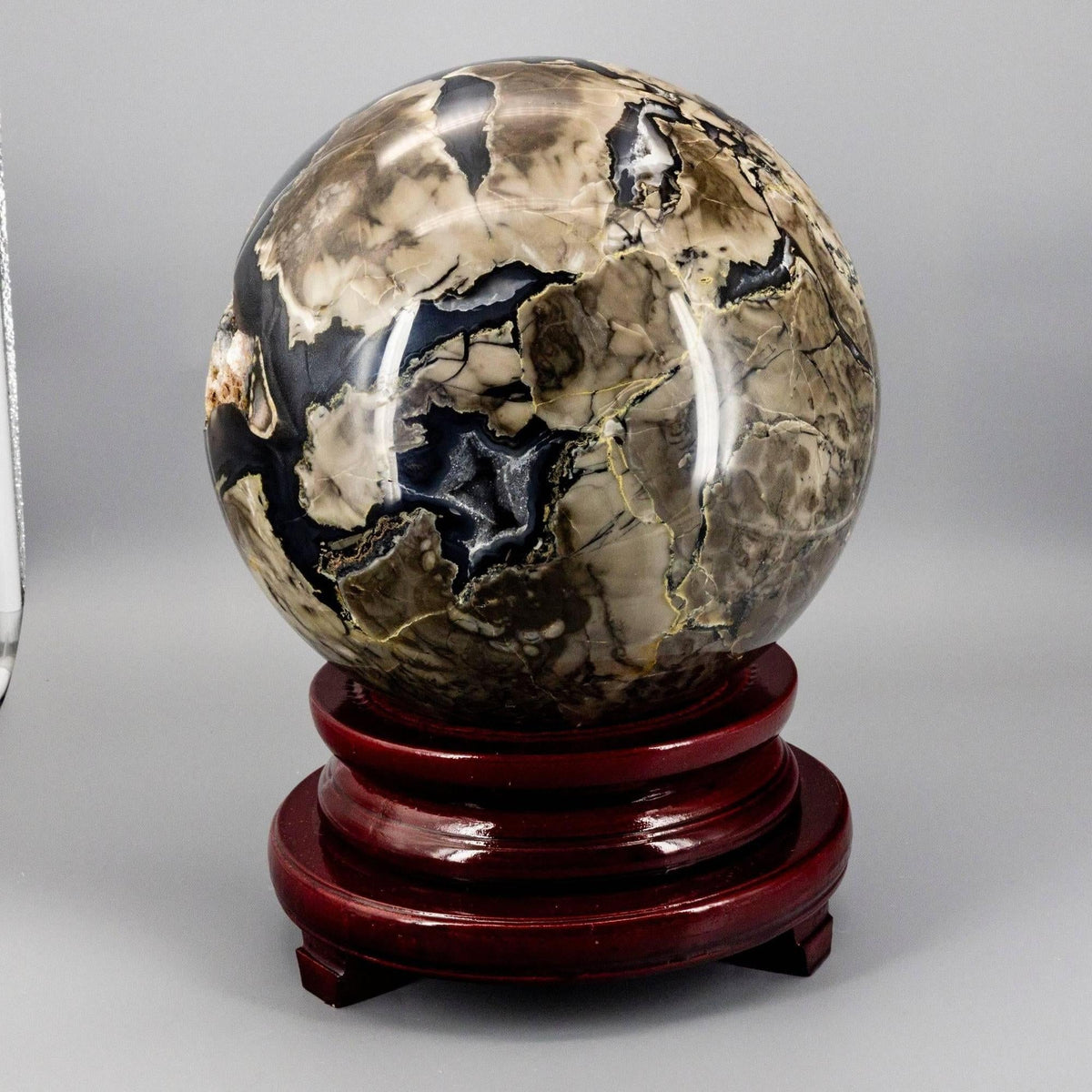 10-Inch XXL UV-Reactive Volcano Agate Sphere with Stand – additional product image