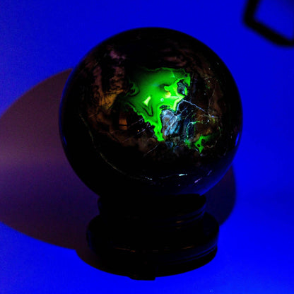 Volcano Agate Sphere HUGE 186mm UV Reactive