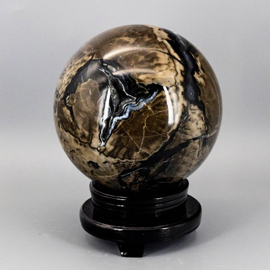 18.4 lb UV-Reactive Volcano Agate Sphere – 7.25 Inches