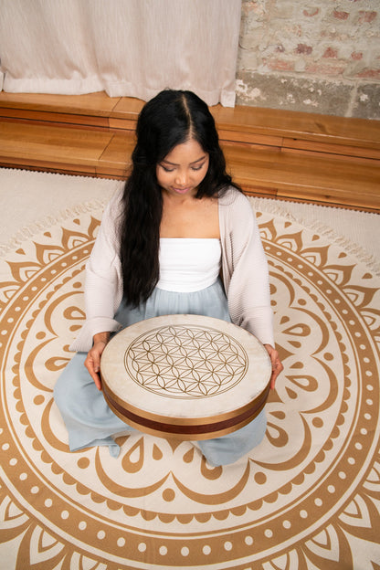 16" Wave / Ocean Drum, Flower of Life