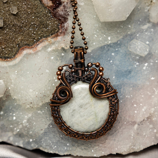 White Quartz Wire Wrap Crystal Pendant - Crown Chakra