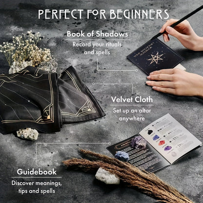 Witchcraft Altar Starter Kit with Healing Crystals and Herbs
