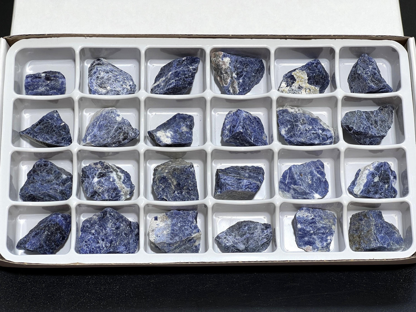 Blue Sodalite Rough (24 Pcs) Box Flat Bulk Wholesale Lot Rough Raw Stones