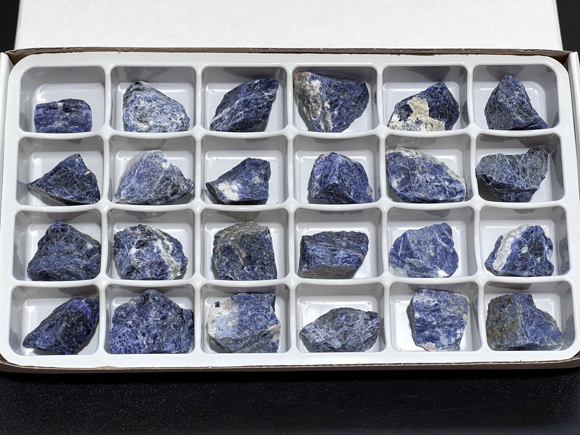 Blue Sodalite Rough (24 Pcs) Box Flat Bulk Wholesale Lot Rough Raw Stones