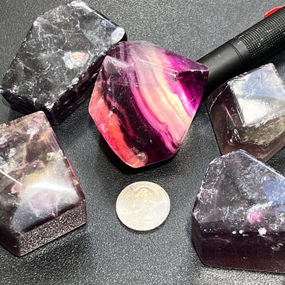 Rainbow Fluorite Crystal Faceted Polished Free Form Carving Shapes Palm Stones