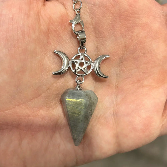 Triple Moon Labradorite Gemstone Pendulum For Healing