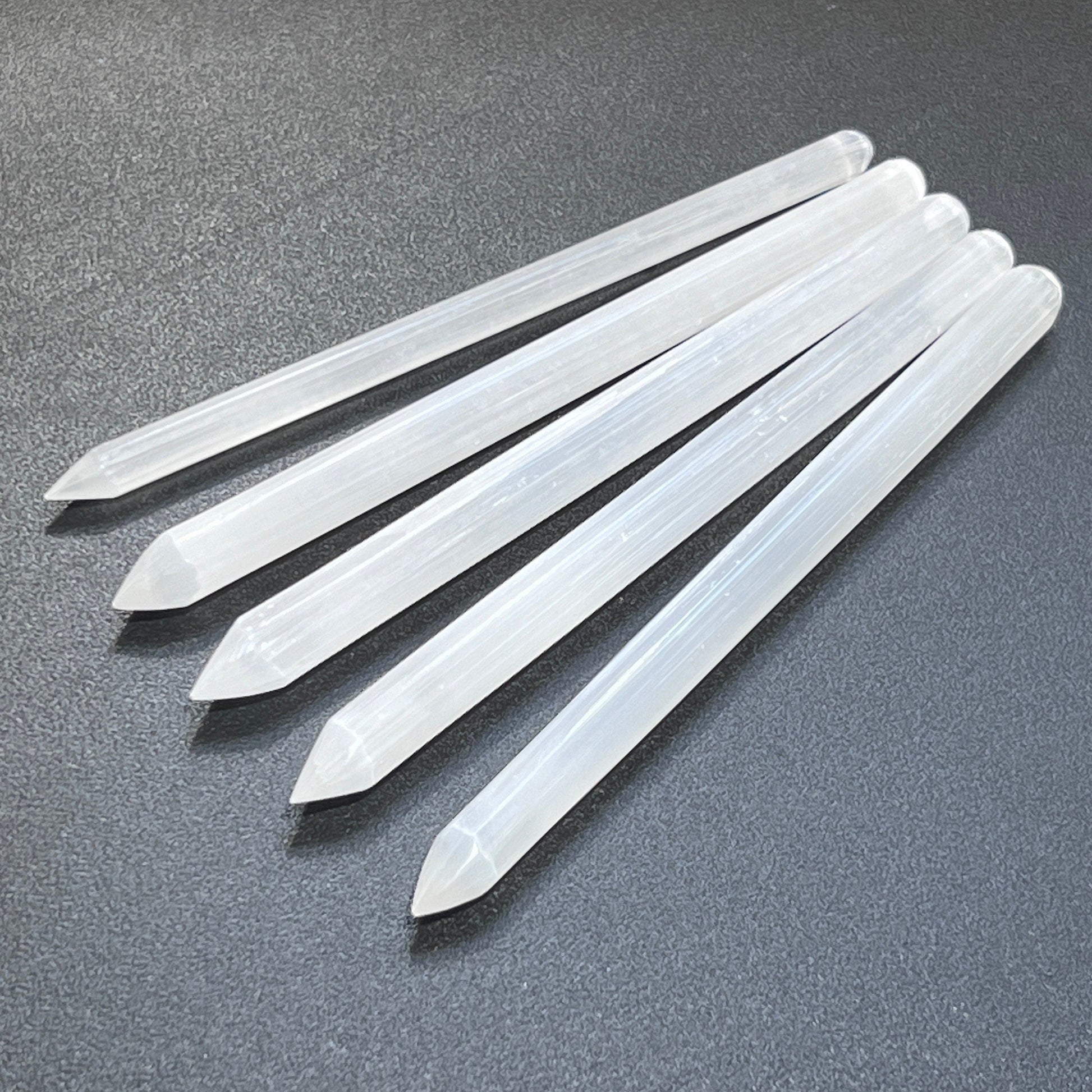 Selenite Crystal Wand Point Thin Pencil Shaped Crystal Carving
