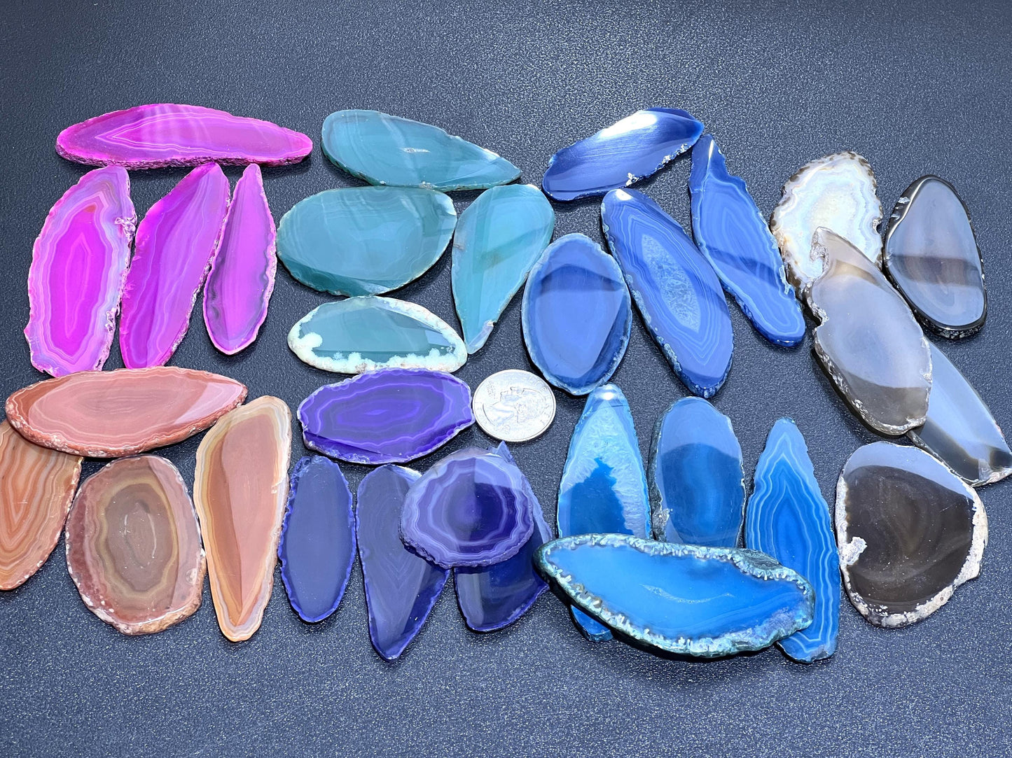 Oval Agate Slices (1 Pound)(2-3 Inches)(Size #00) One LB Wholesale Polished Pink Black Blue Pink Purple Red Mixed Colors