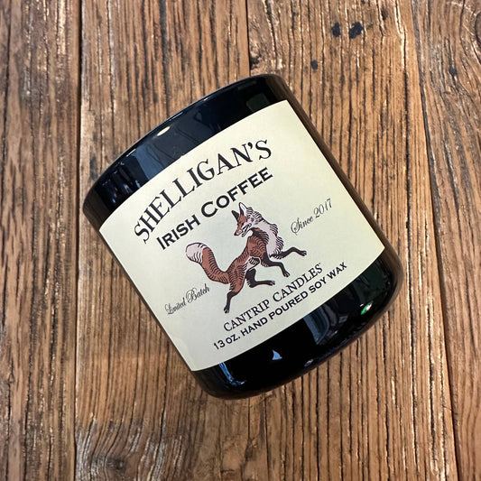 Cantrip Candles Shelligan’s Irish Coffee – 13 Oz Black Glass Soy Candle with Whiskey, Coffee, Cream & Chocolate
