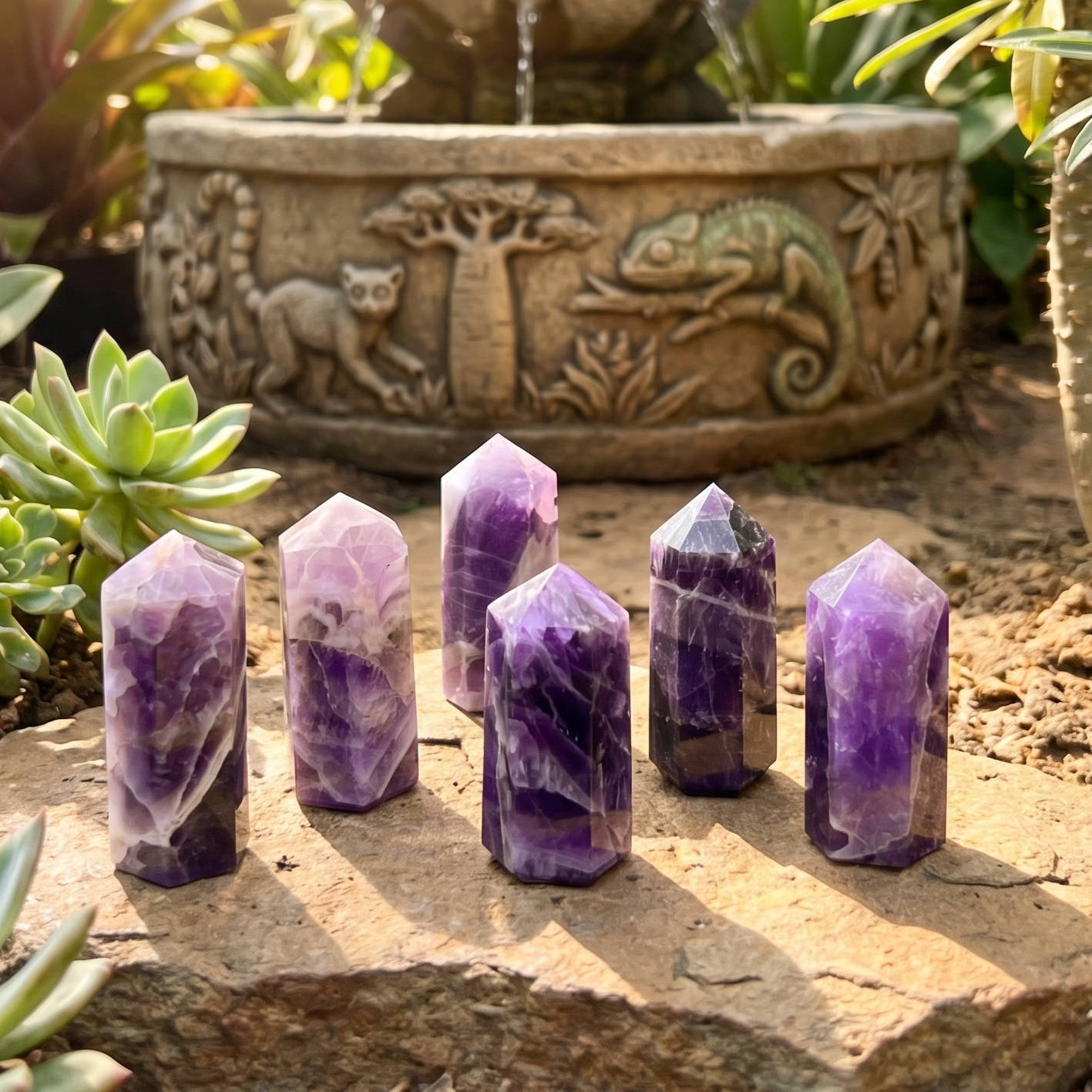 Banded Purple Amethyst Crystal Point Tower Obelisk Carving Wholesale