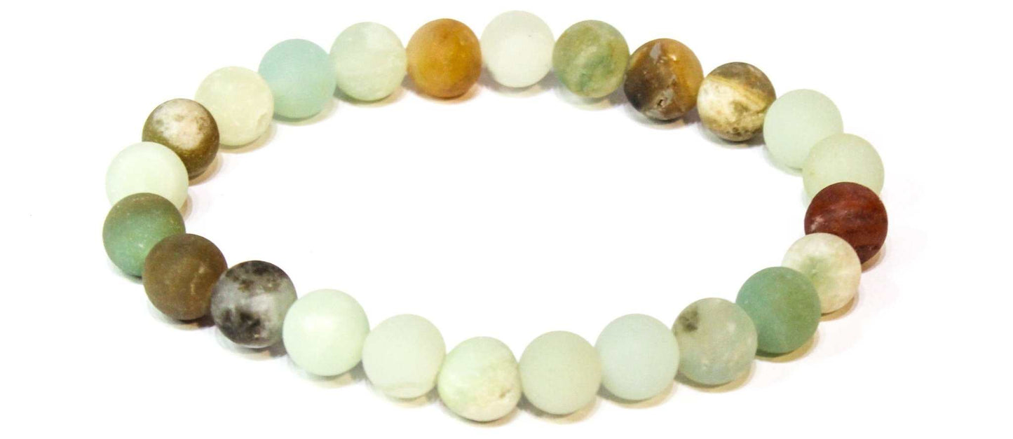 Amazonite (Matte) Round Bead Bracelet - Calming Truth