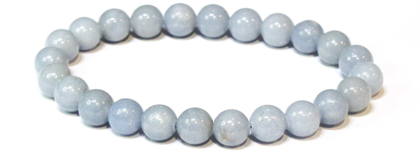 Angelite Round Bead Bracelet - Angelic Communication