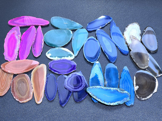 Oval Agate Slices (1 Pound)(2-3 Inches)(Size #00) One LB Wholesale Polished Pink Black Blue Pink Purple Red Mixed Colors