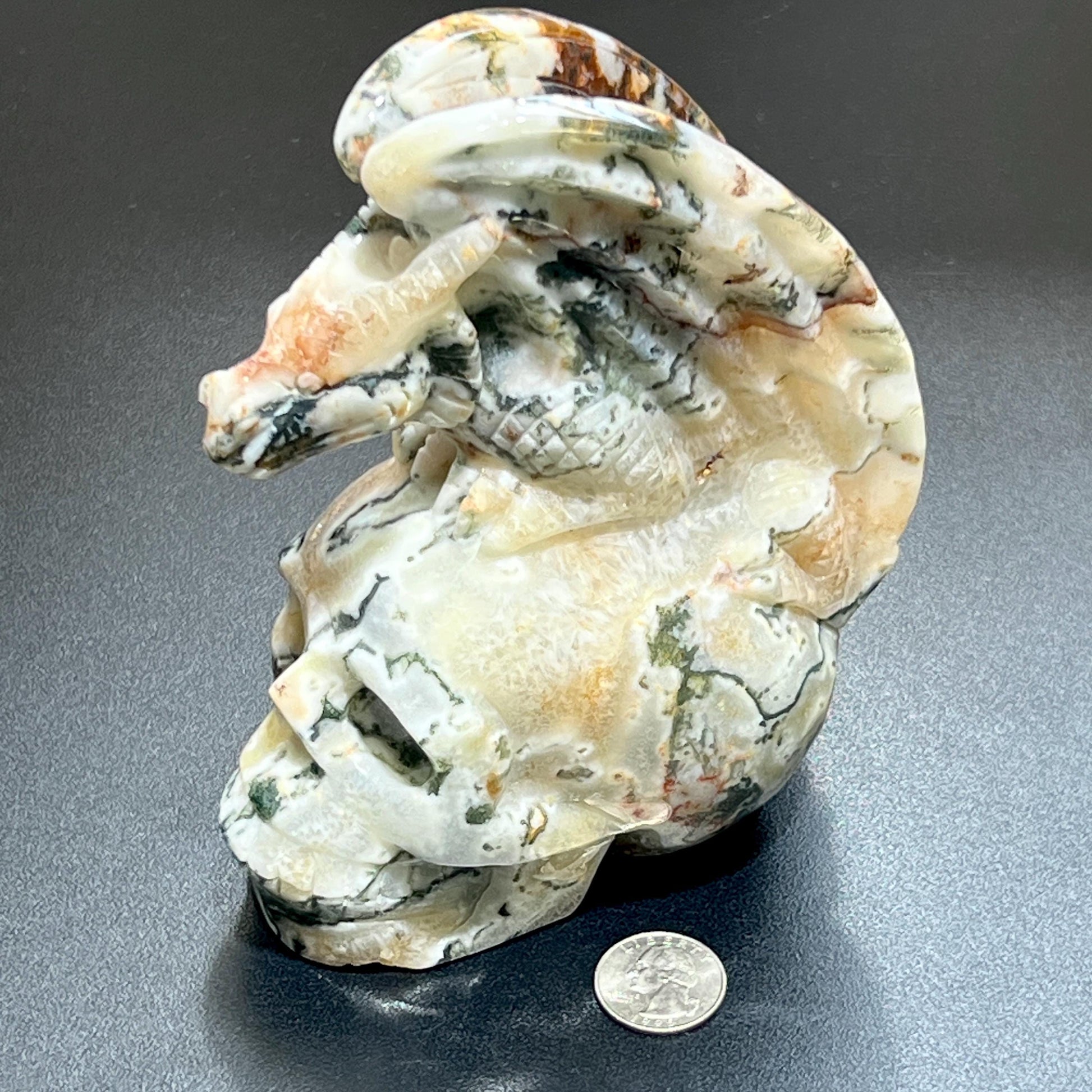 Large Skull and Dragon Carving Red Moss Agate Select Wholesale