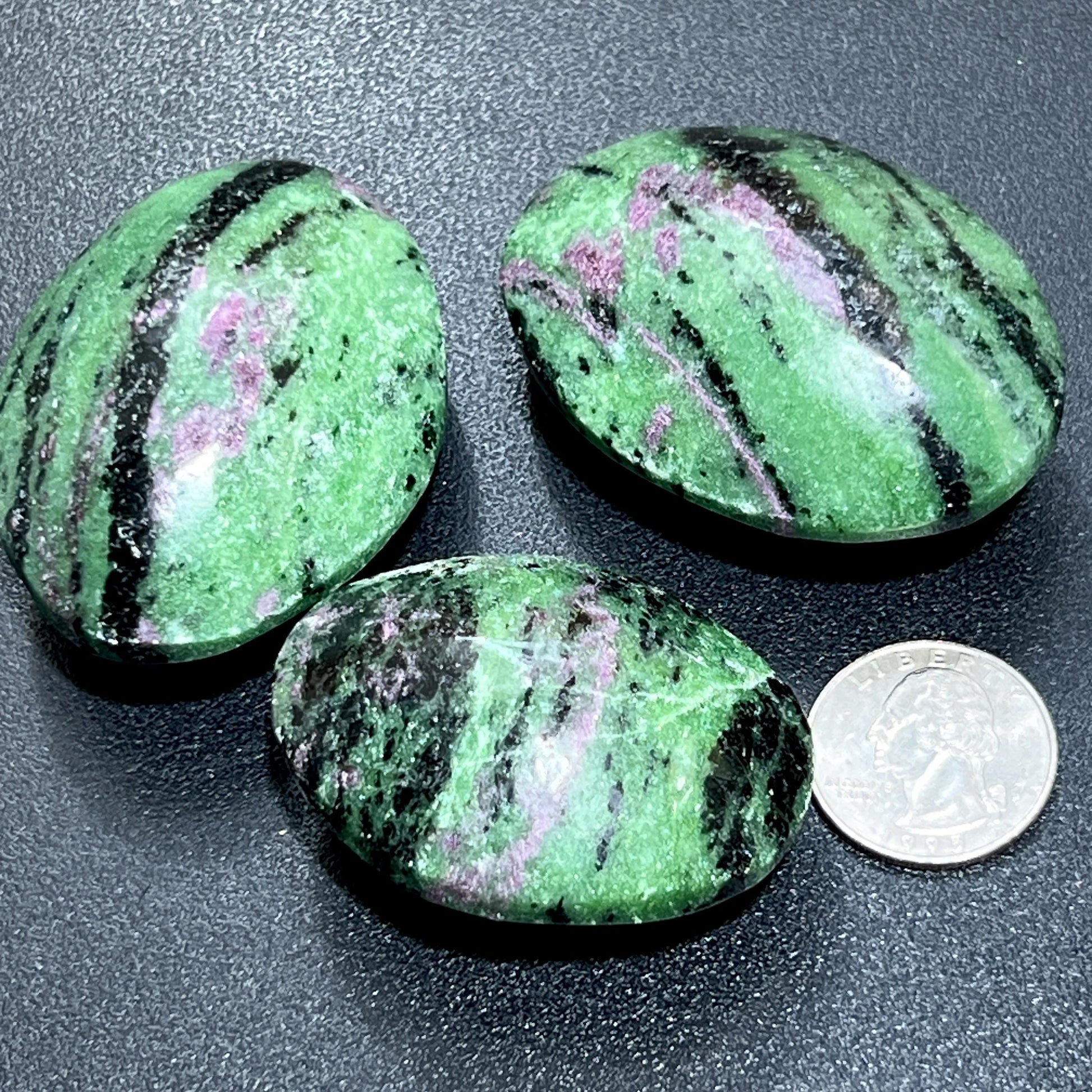 Ruby Zoisite Anyolite Crystal Palm Stones (UV Reactive) Carving