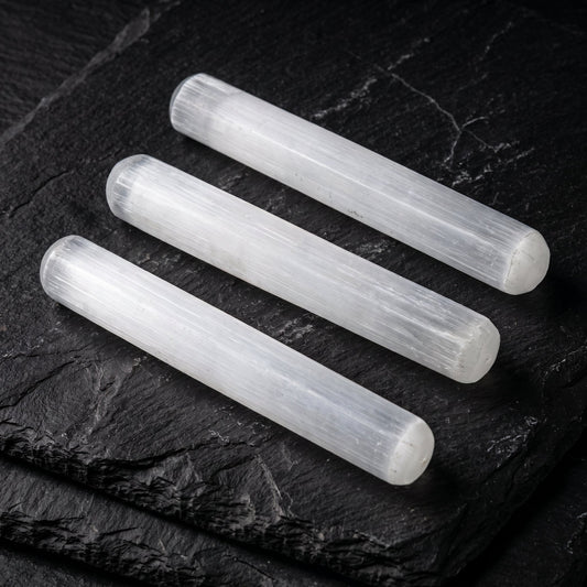 Selenite Crystal Round Wand (5.5 Inches) Massage Wands Roller Carving Wholesale Gemstone Lot