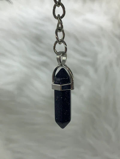 Gemstone Point Plated Keychain