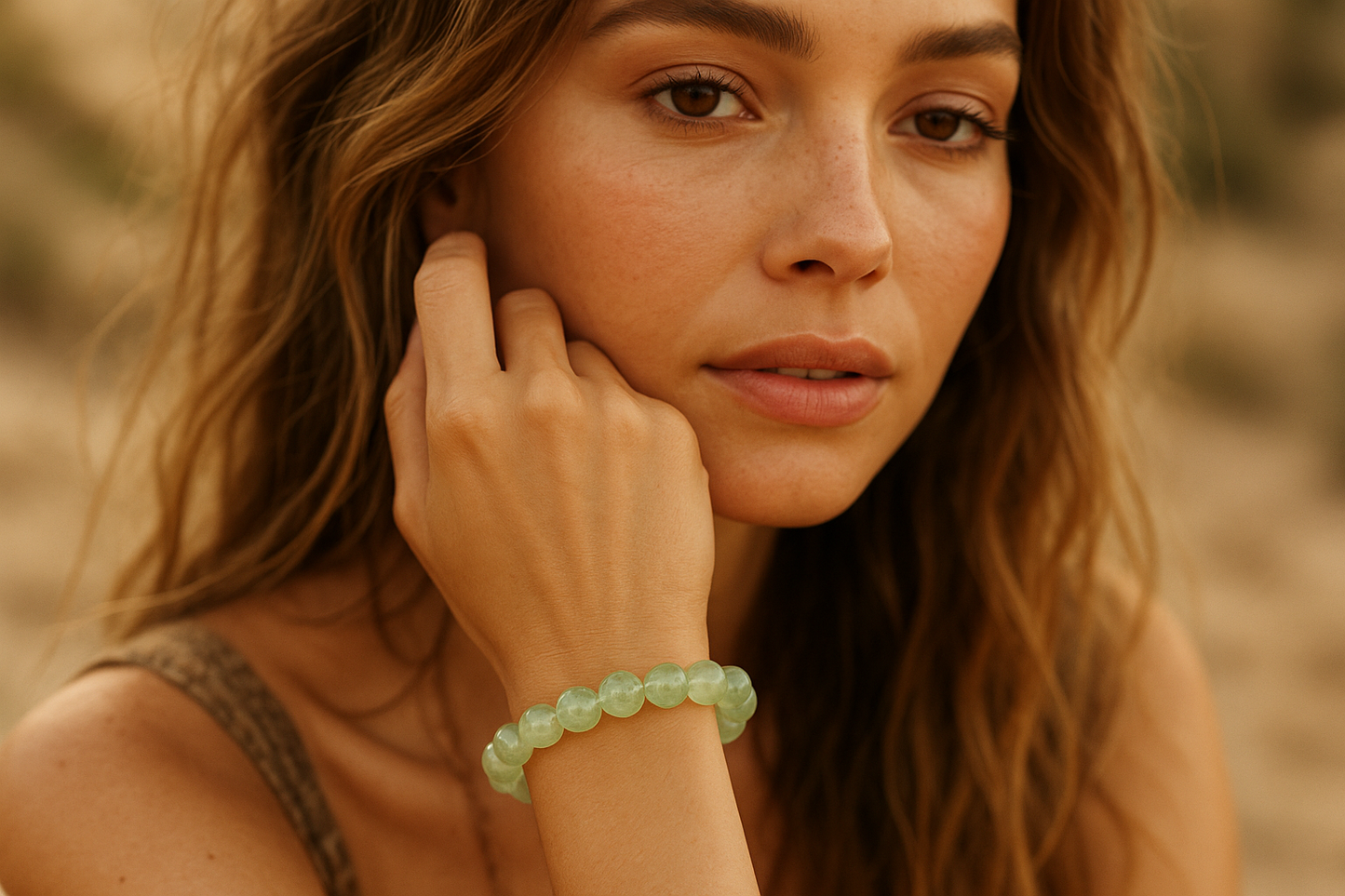 Prehnite Round Bead Bracelet - Unconditional Love