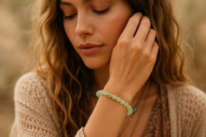 Prehnite Round Bead Bracelet - Unconditional Love