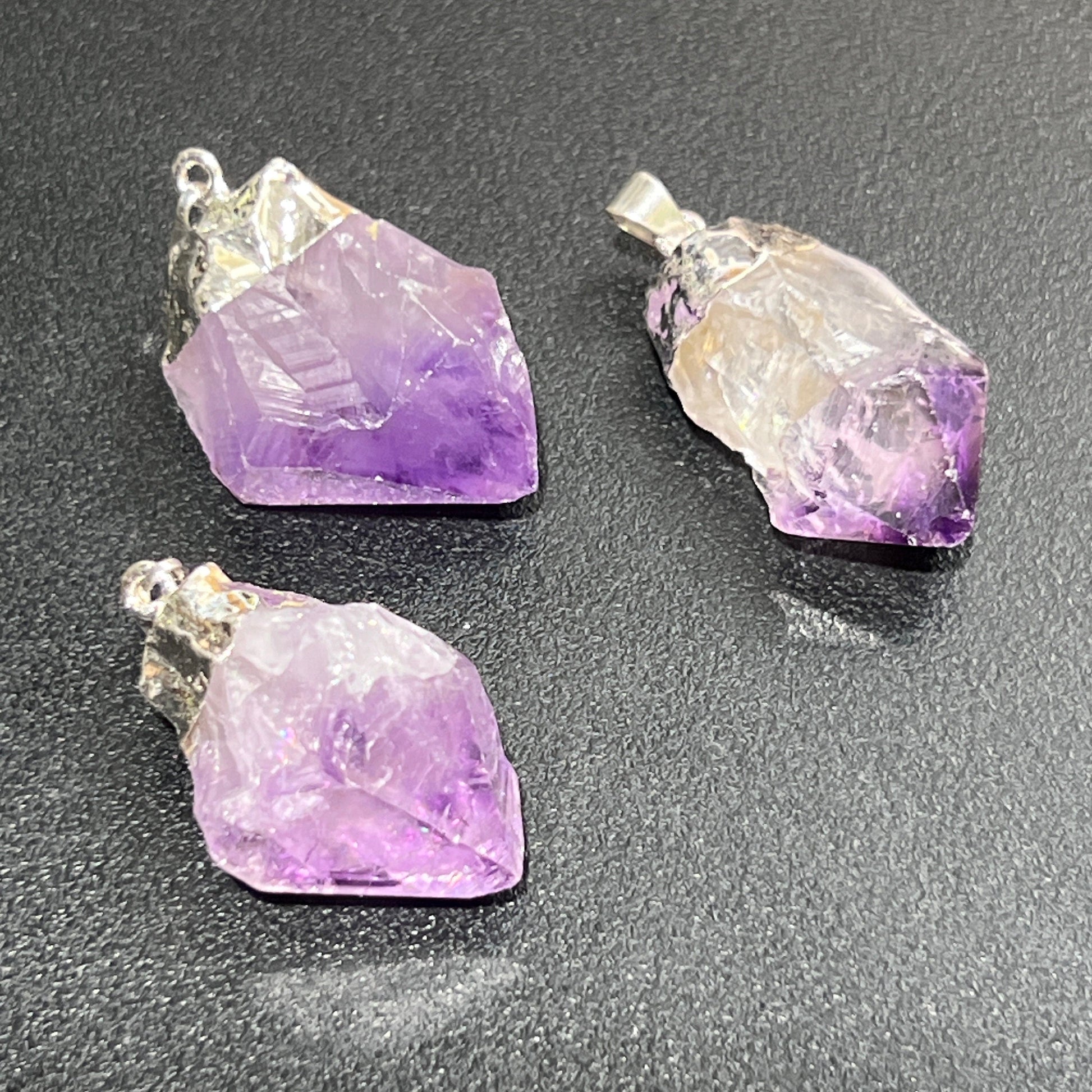 Purple Amethyst Crystal Point Pendant (Silver Plated) Wholesale