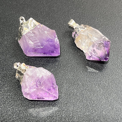 Purple Amethyst Crystal Point Pendant (Silver Plated) Wholesale