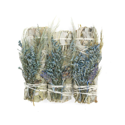 Blue Bouquet Floral White Sage Smudge Stick Cleansing